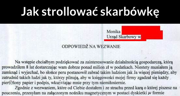 Tak się trolluje skarbówkę :D