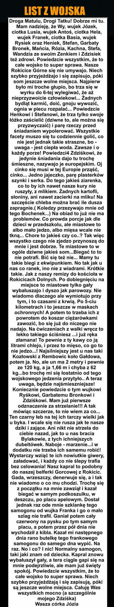 Mistrzowski list z wojska