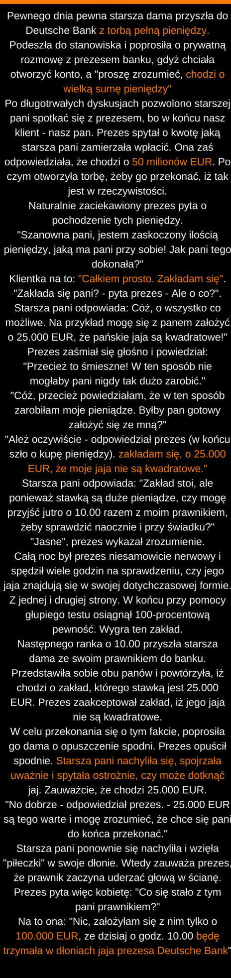 Starsza dama i zakład :D 