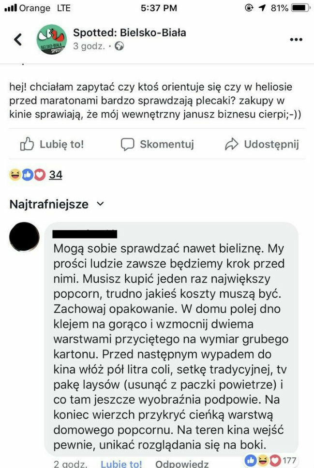 Lifehack jak wnieść żarcie do kina :D 