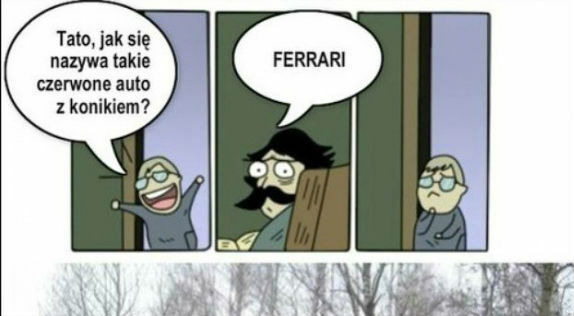 Czerwone auto z konikiem :D