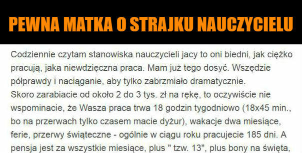 Pewna matka napisała o strajku nauczycieli... 