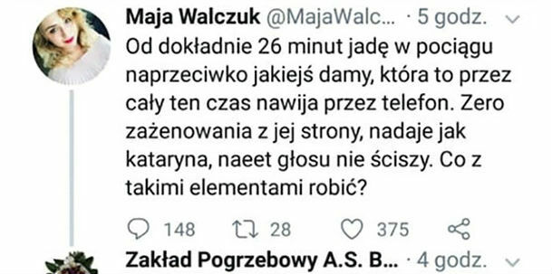 Kiedy inni rozmawiają głośno w pociągu 