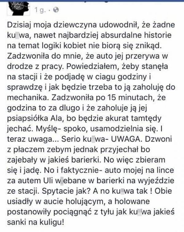 Tak się kończy holowanie samochodu z kobietą :D