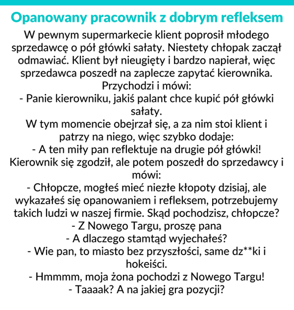 Pracownik z dobrym refleksem