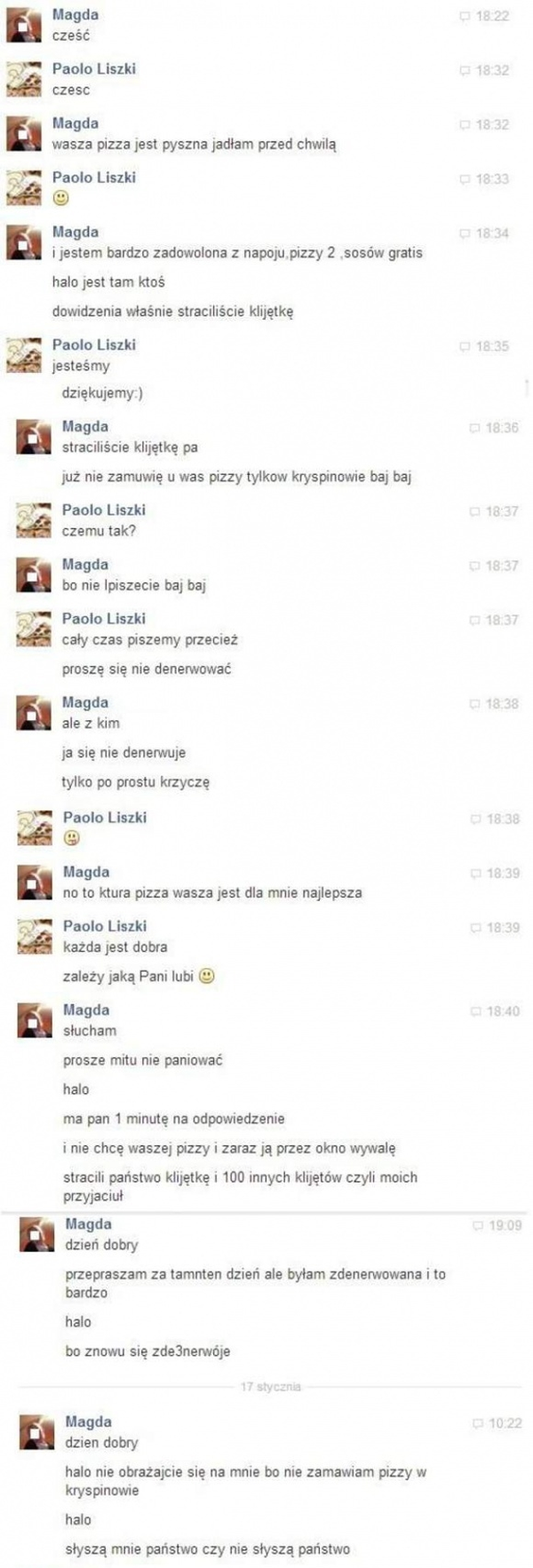 Oburzony klient w akcji :D
