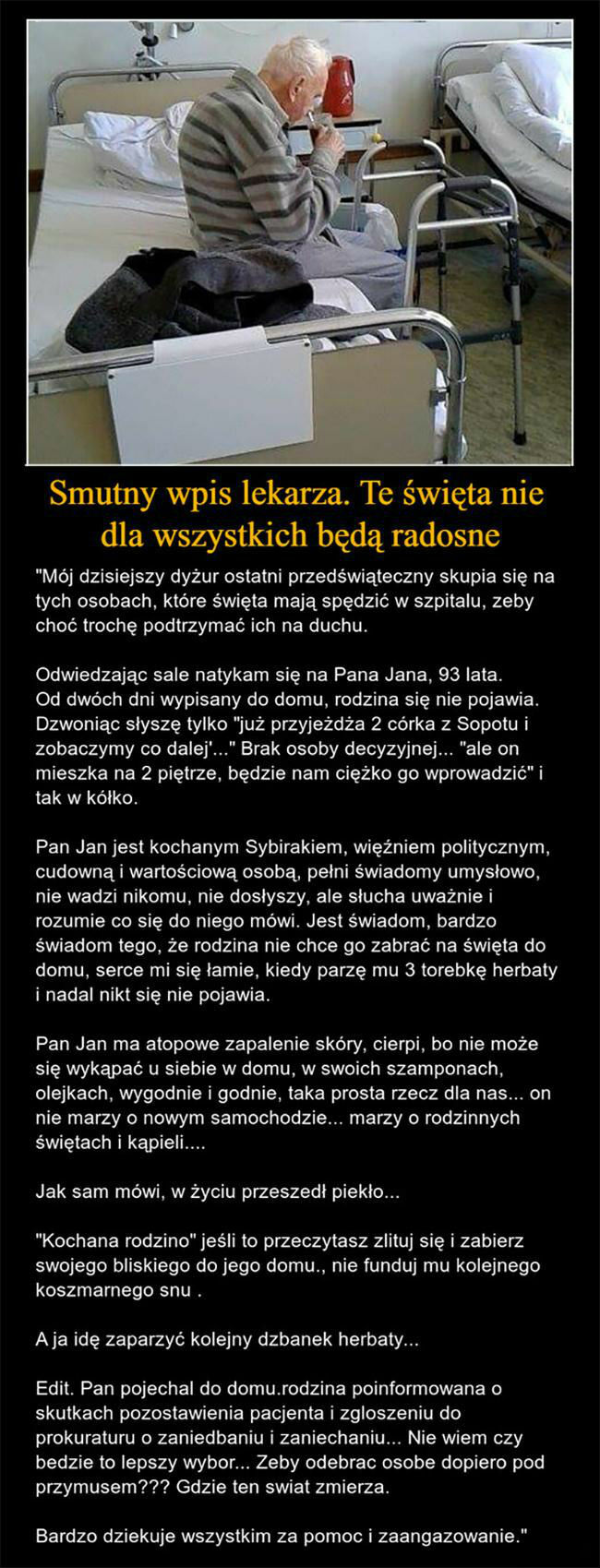 Smutny wpis lekarza. Daje do myślenia...