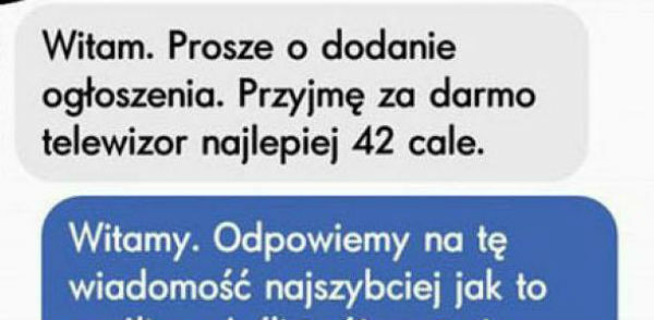 Przyjmę telewizor za darmo