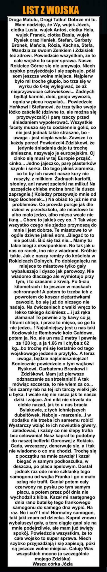 Epicki list z wojska :D