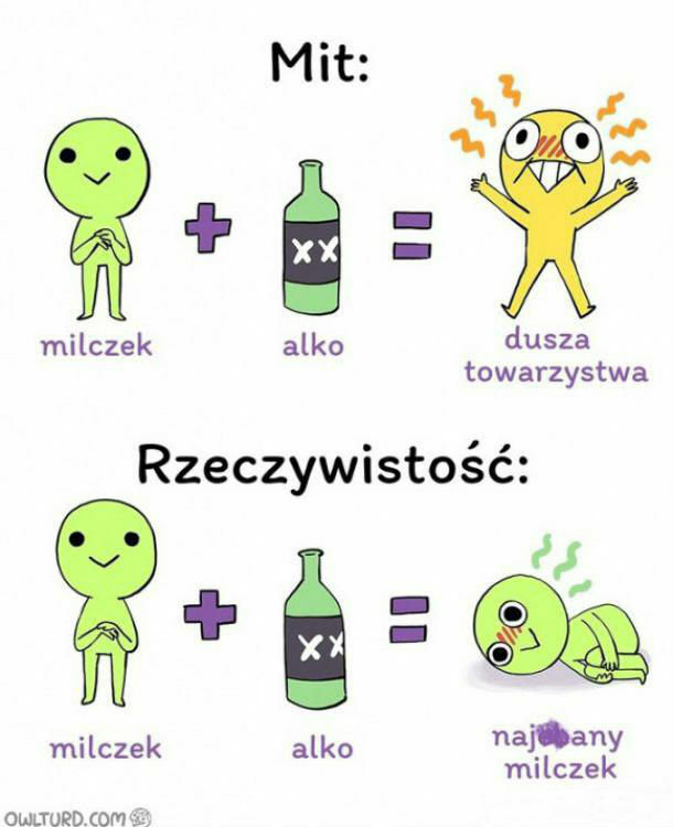 Milczek + alkohol = ?