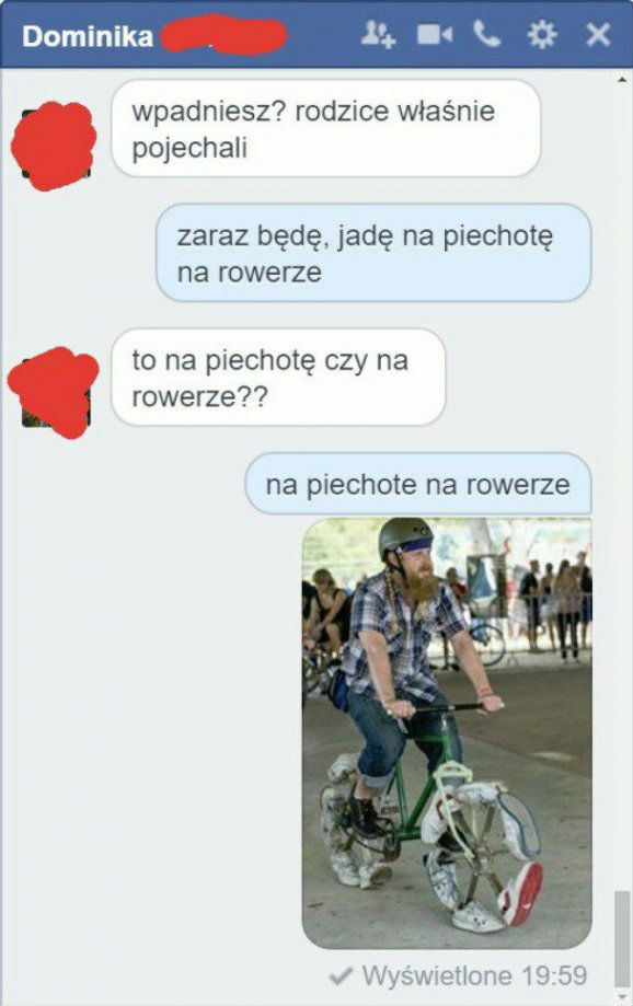 Na piechotę na rowerze :D