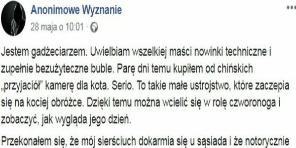 Kupił kamerę dla kota :D 