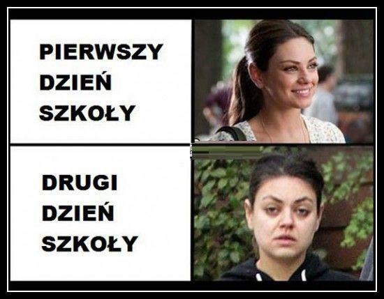Pierwszy dzień szkoły vs drugi dzień szkoły :D
