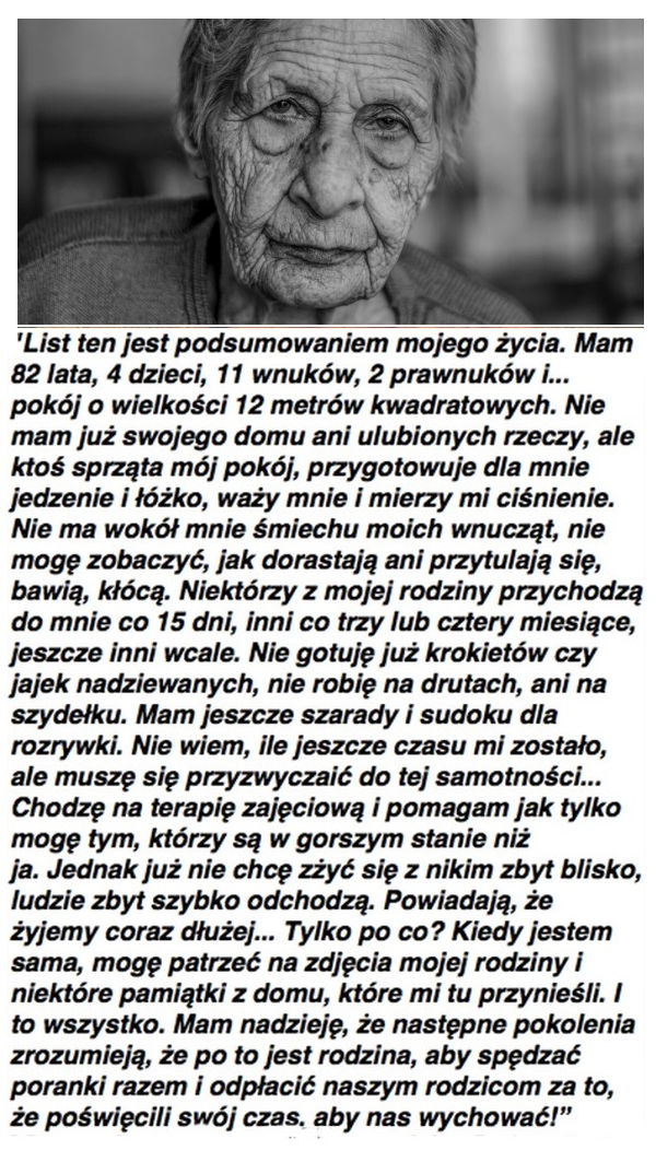 Przejmujący list z domu starców
