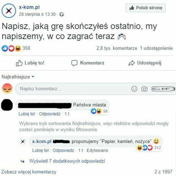 Co za wymiana komentarzy