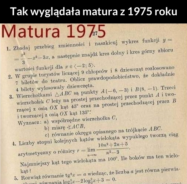 Matura z 1975. Zdalibyście?