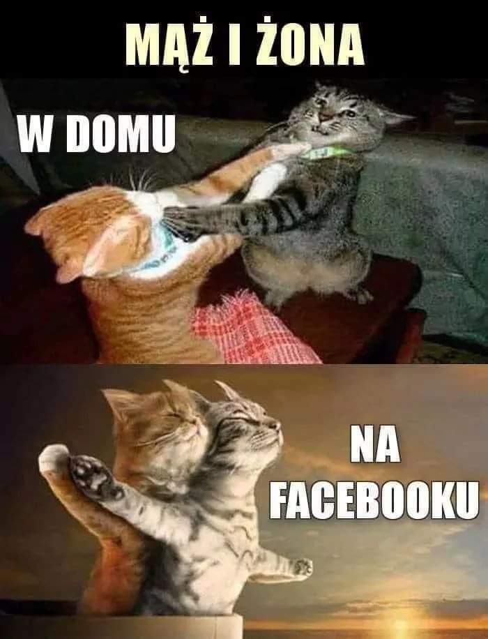 Mąż i żona: w domu vs na Facebooku