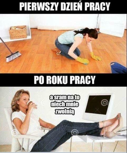 Początek pracy vs rok później :D