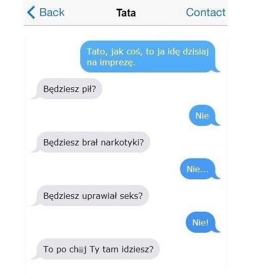 Rozmowa z tatą o imprezie