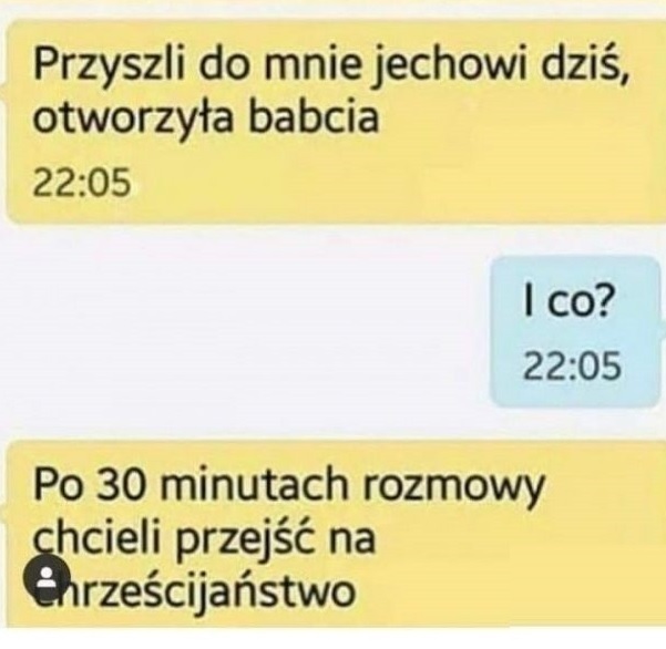 Jehowi w starciu z babcią :D