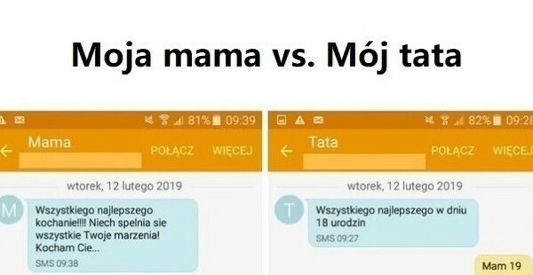 Życzenia od mamy vs życzenia od taty