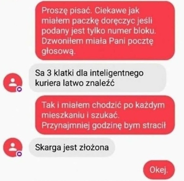 Skarga na kuriera :D