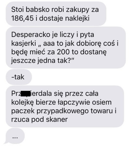 Grażyna zbierająca naklejki w Biedrze... 