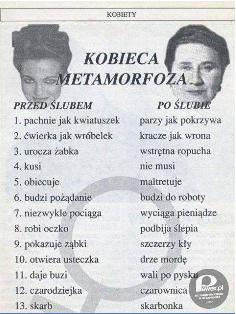 Kobieta: przed i po ślubie...