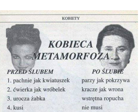 Kobieta: przed i po ślubie...