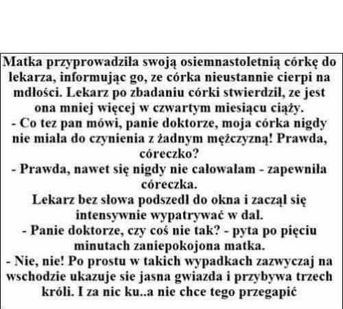 Matka przyprowadziła córkę do lekarza, która cierpi na mdłości...