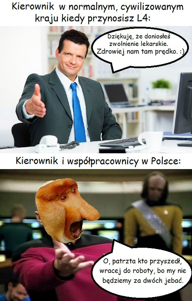Co mówi kierownik, kiedy przynoszę L4...