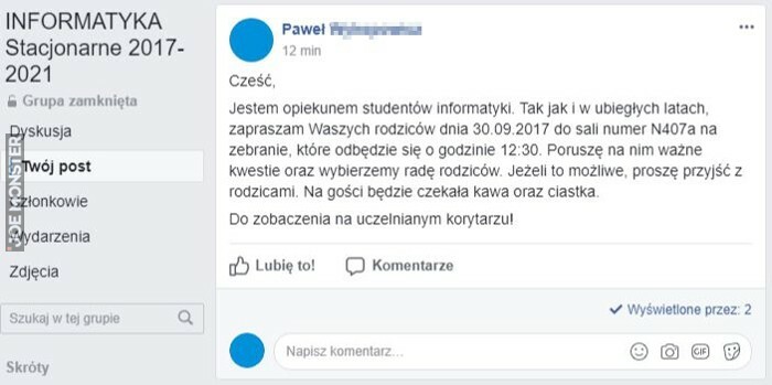 Nabieranie osób z pierwszego roku studiów...