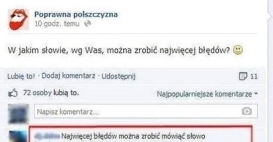 Słowo, w którym można zrobić najwięcej błędów