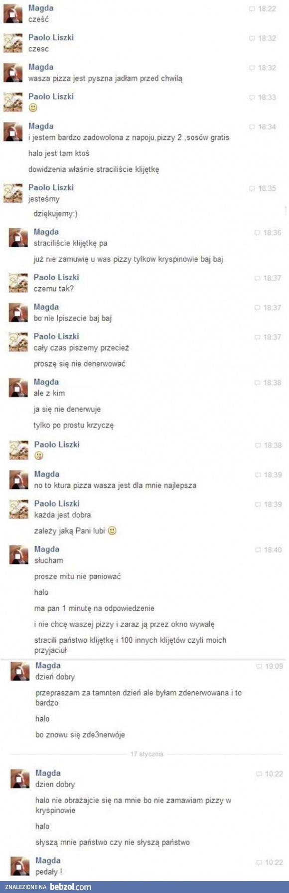 Zdenerwowana klientka 