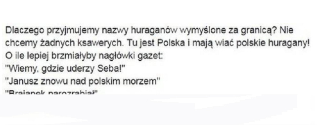 Polskie nazwy huraganów 