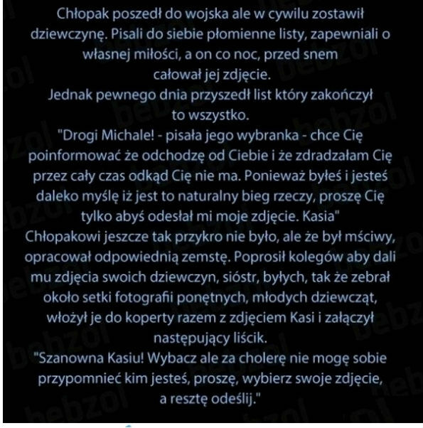Chłopak poszedł do wojska...