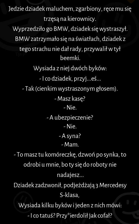 Dziadek jedzie maluchem...