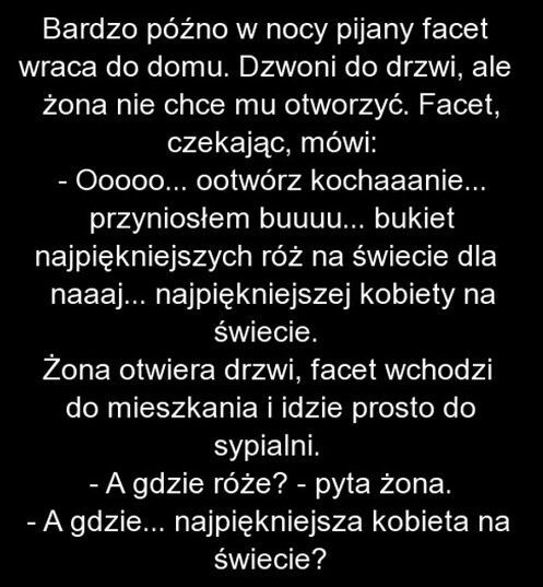 Pijany mąż wraca do domu...