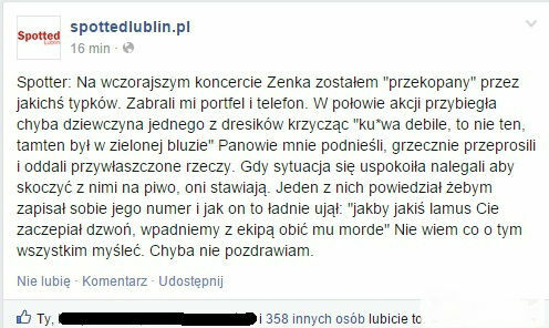 Przykry incydent na koncercie Zenka