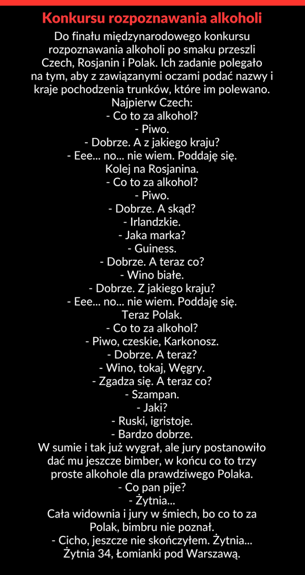 Konkurs rozpoznawania alkoholi 