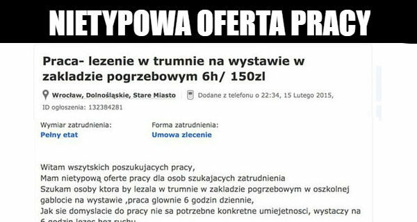 Nietypowa oferta pracy