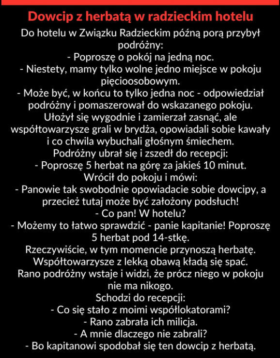 Dowcip z herbatą w hotelu