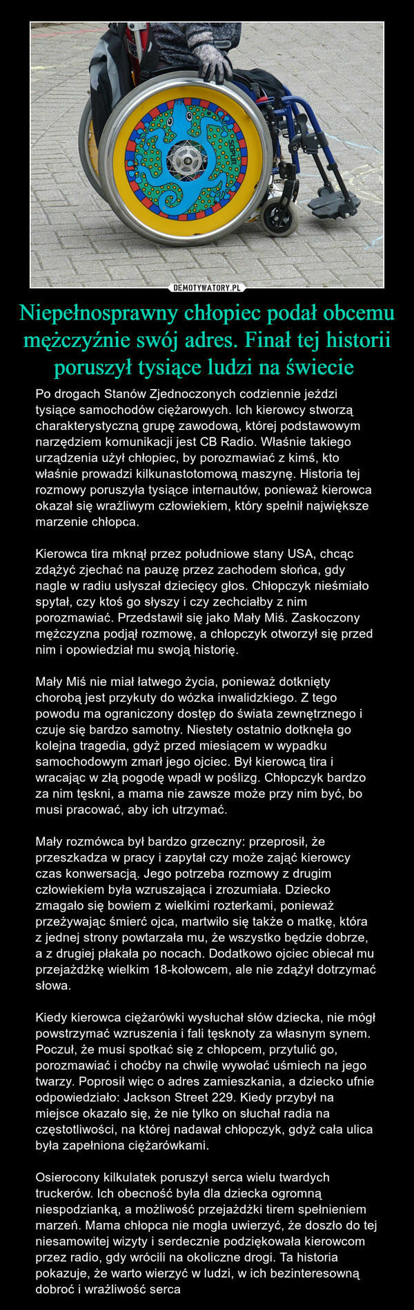 Marzenie niepełnosprawnego chłopca