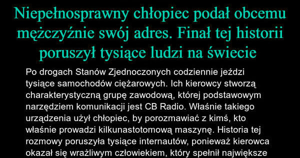 Marzenie niepełnosprawnego chłopca
