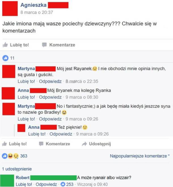 Z czym kojarzą mi się imiona tych dzieci...