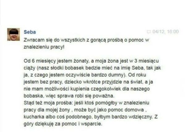 Seba szuka pracy